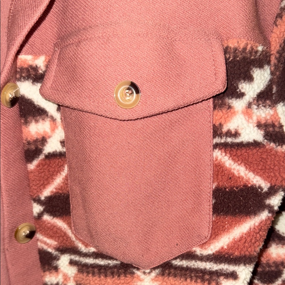 Stylish Pink Patterned Utility Jacket - Picture 3 of 6